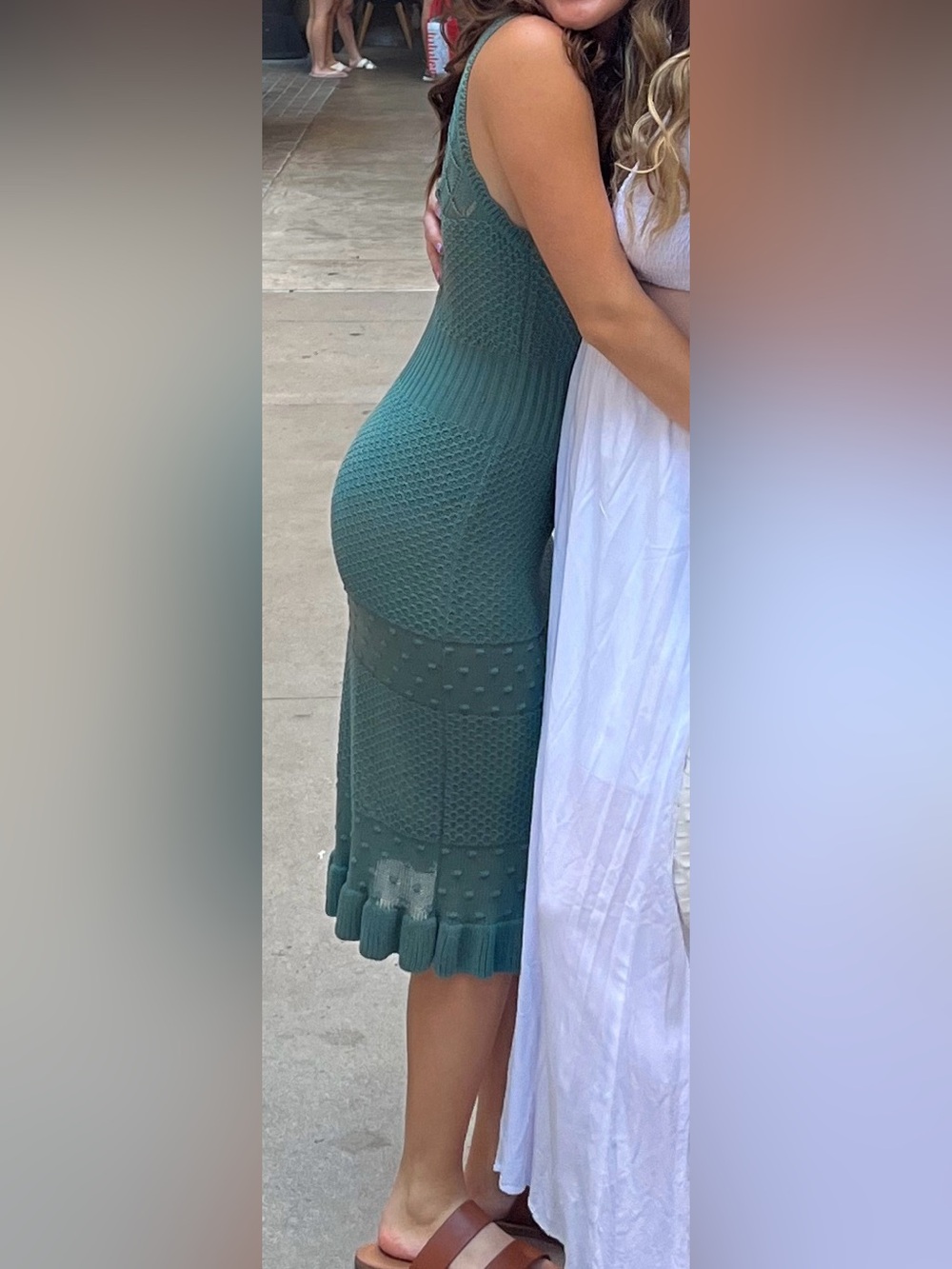 Betsey Johnson Green Knit Crochet Dress
